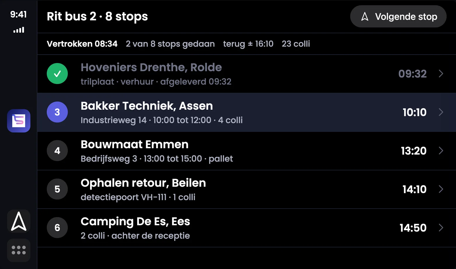 De rit in CarPlay