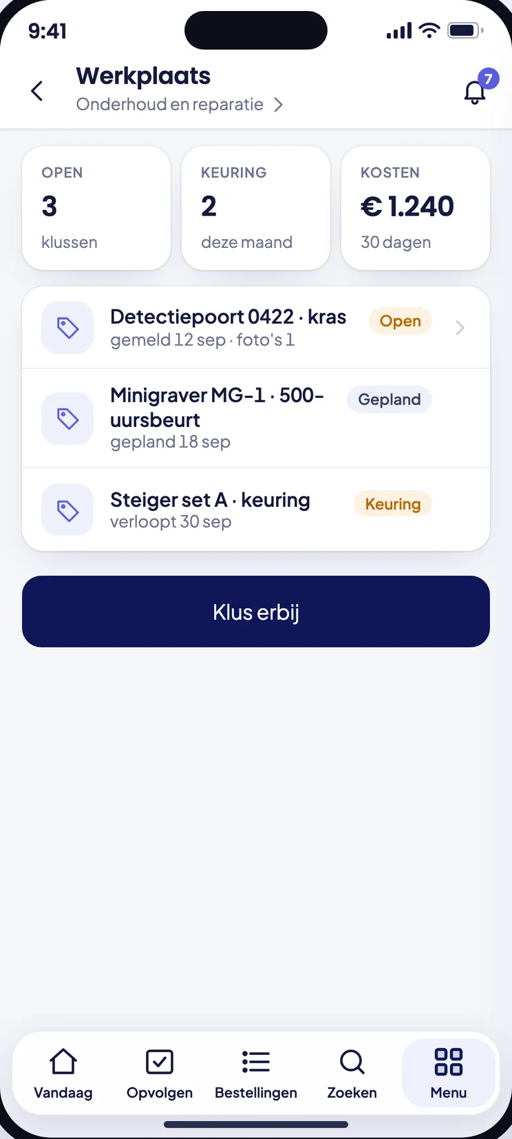 Werkplaats in de Shopro-app