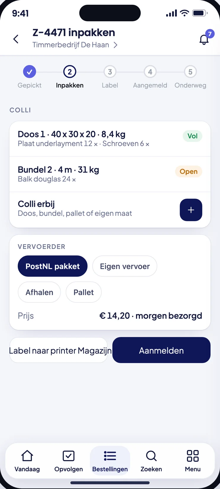 Orders en verzenden in de Shopro-app