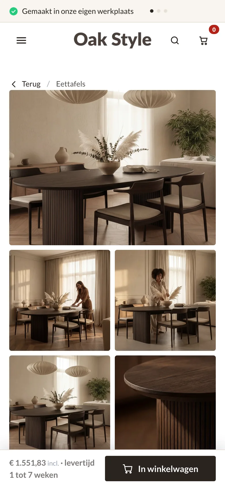 Tafel samenstellen op de telefoon