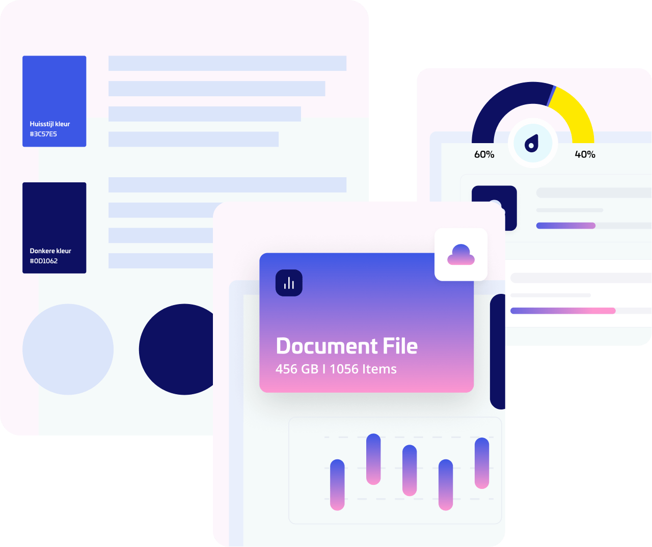 Afbeelding van een infographic van elementen die gebruikt kunnen worden door klanten van Shopro.